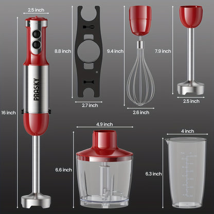 5-in-1 Immersion Hand Blender – Powerful Motor, Multi Attachments (Whisk & Chopper) 120V US Plug
