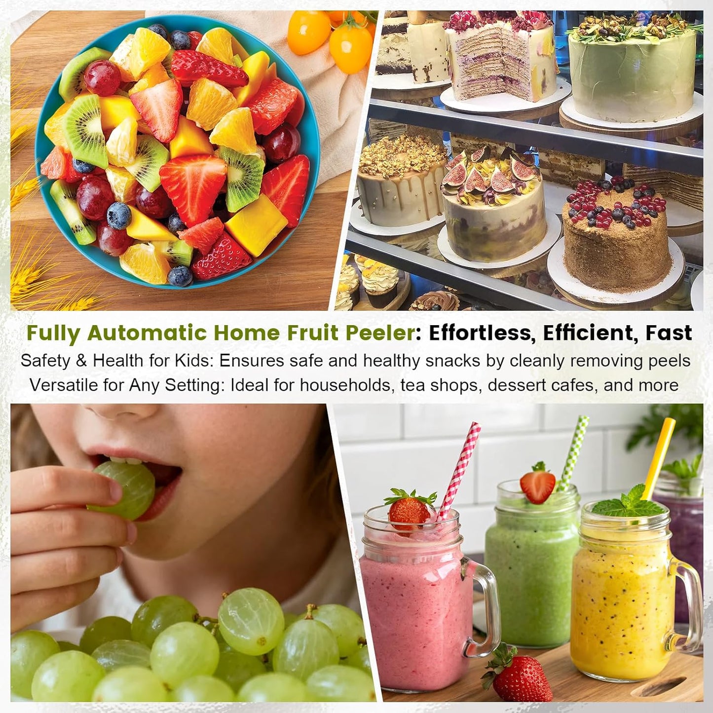 Electric Fruit & Garlic Peeler – Fast, Easy Kitchen Tool (White) + Free Brush