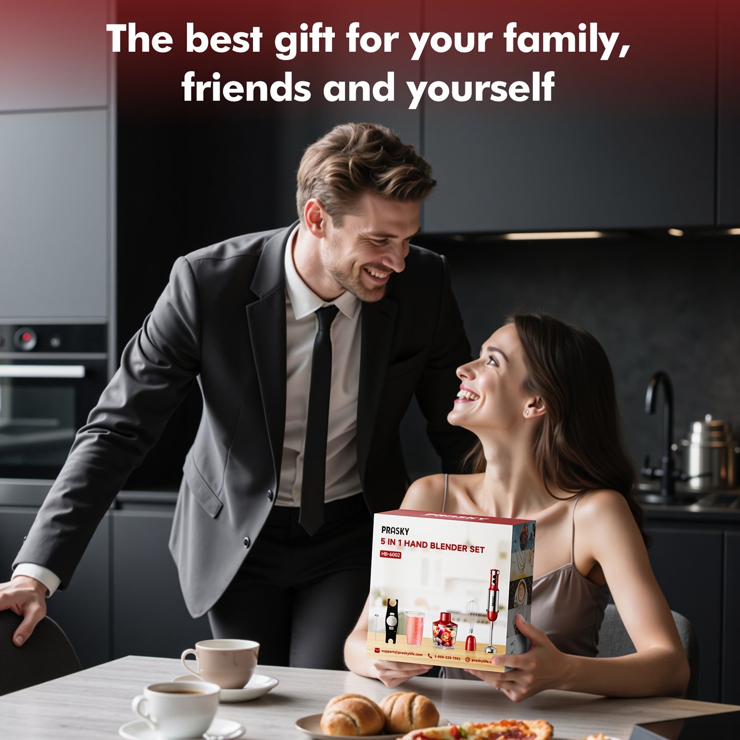 5-in-1 Immersion Hand Blender – Powerful Motor, Multi Attachments (Whisk & Chopper) 120V US Plug