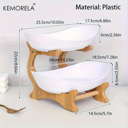 2/3-Tier Kitchen Fruit Basket – Large-Capacity Countertop Storage Bowl Set (White & Green)