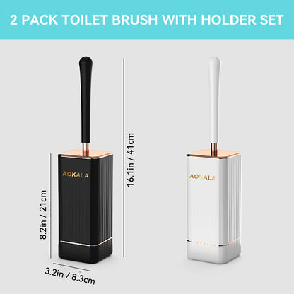 Aokala Toilet Brush Set – Modern Ergonomic Bowl Cleaner with Holder (Black & White)