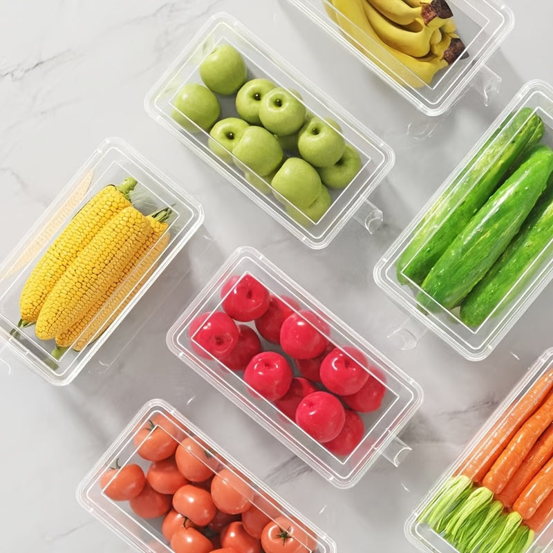 6-Pack Fridge Storage Containers – Plastic Organizer Bins with Handles & Lids for Food, Fruits & Veggies