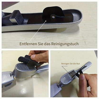 2-in-1 Garlic Press & Slicer – Multifunction Garlic Crusher & Mincer (Aluminum Alloy)