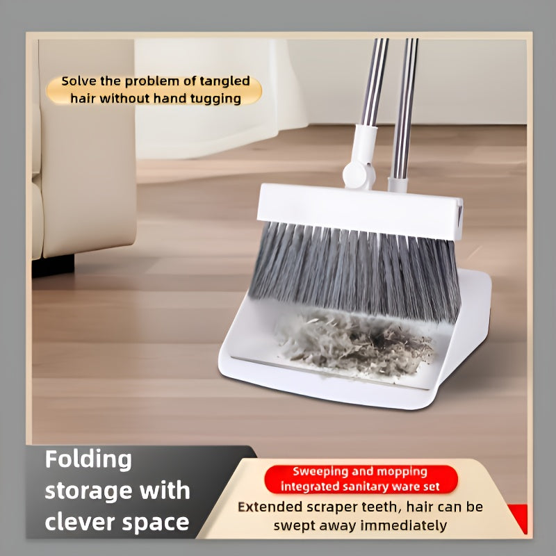 3-in-1 Cleaning Set – Broom, Dustpan & Brush Combo for Home, Office & Dorm (Anti-Hair Stick)