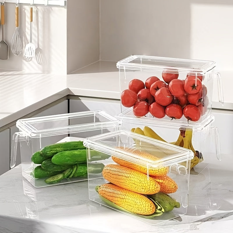 6-Pack Fridge Storage Containers – Plastic Organizer Bins with Handles & Lids for Food, Fruits & Veggies