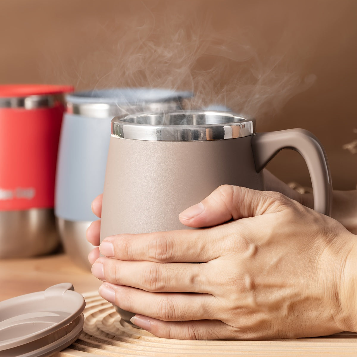 16.9oz Double-Layer Stainless Steel Travel Mug – Heat-Resistant Covered Coffee Cup for Home, Camping & Gifts