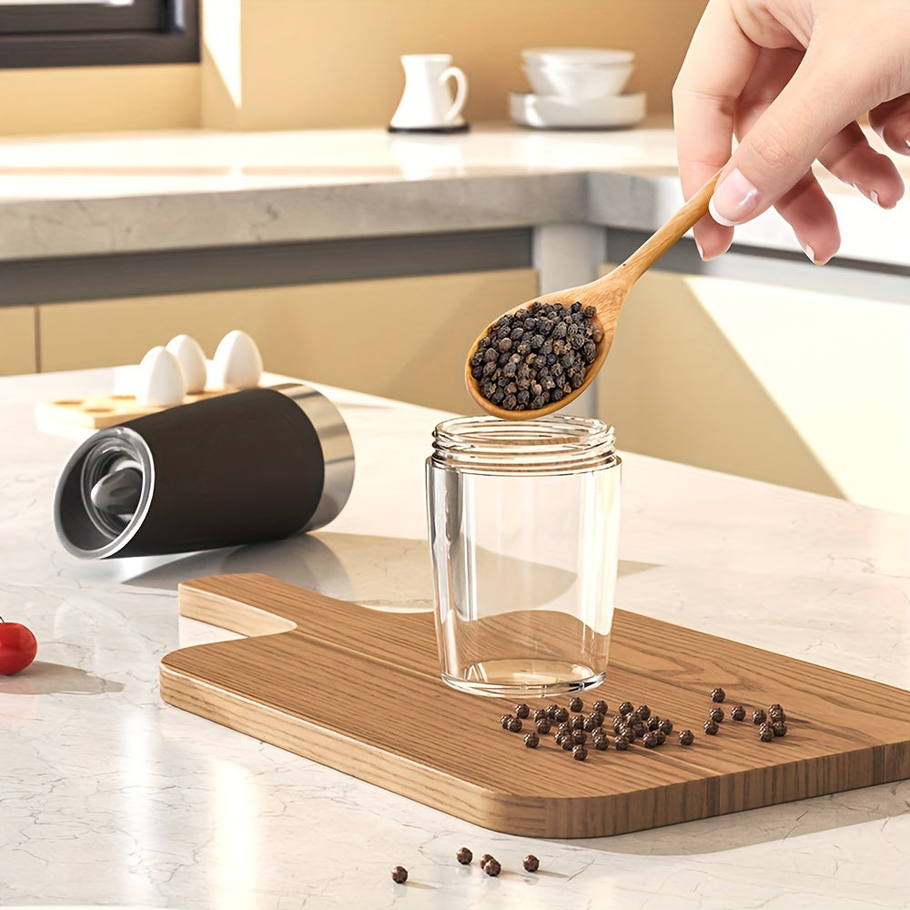 Gravity Electric Salt & Pepper Grinder Set – Automatic One-Hand Battery Mill with LED Light & Adjustable Coarseness