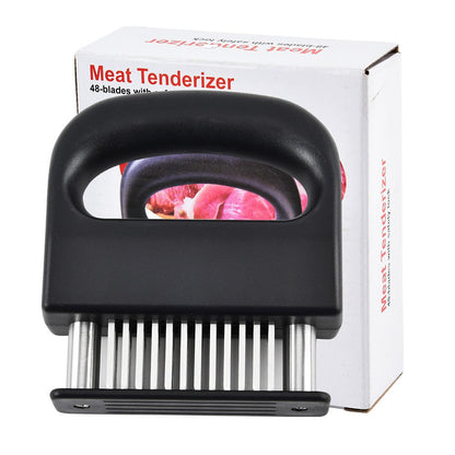 48-Blade Meat Tenderizer – Stainless Steel Needle Tool with Safety Lock Handle (Black)