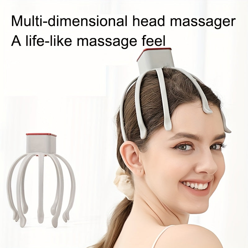 USB Rechargeable Octopus Scalp Massager – 3-Speed Portable Vibration Head Massager (Unisex Gift)