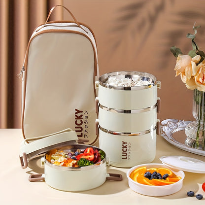 Stainless Steel Lunch Box Set – Large Capacity Thermal Bento with Insulated Bag (School & Work)