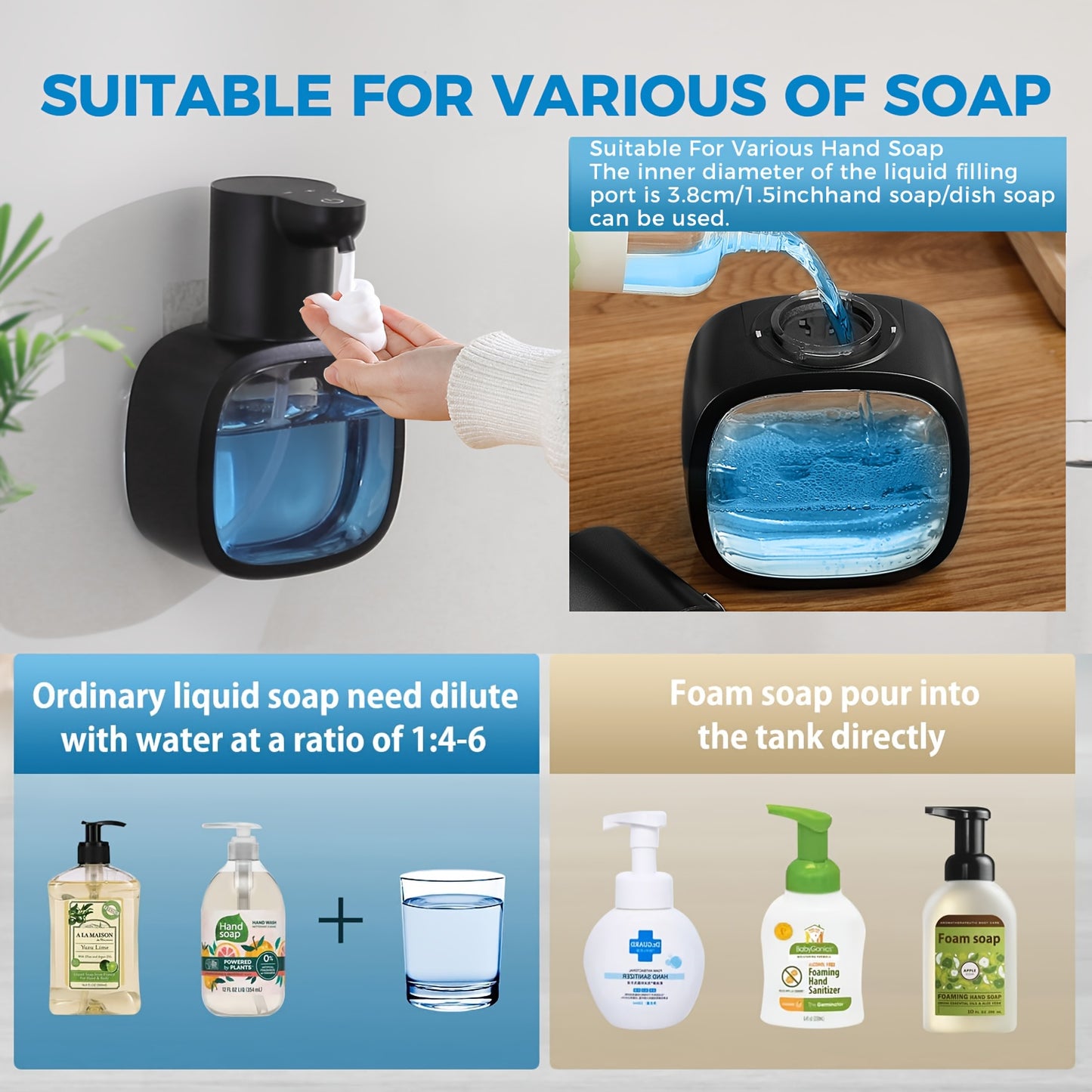 Touch-Free Automatic Soap Dispenser – Rechargeable Foaming Sensor Pump (Bathroom & Kitchen)