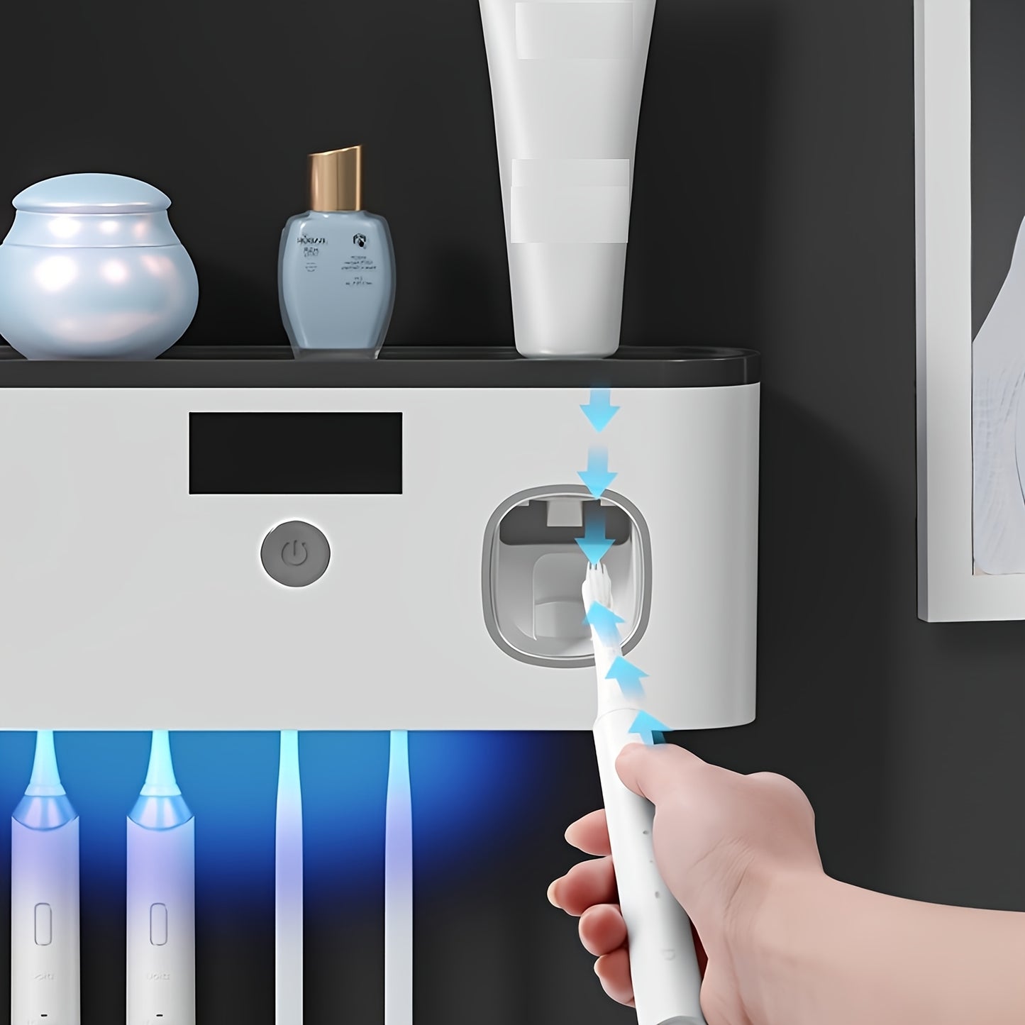 Smart Toothbrush Organizer – Wall-Mounted with Automatic Toothpaste Dispenser, 5-Slot USB Rechargeable