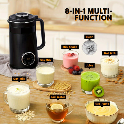 8-in-1 Nut Milk Maker – 32oz Plant-Based Milk Machine with Delay Start & Keep Warm (Black)