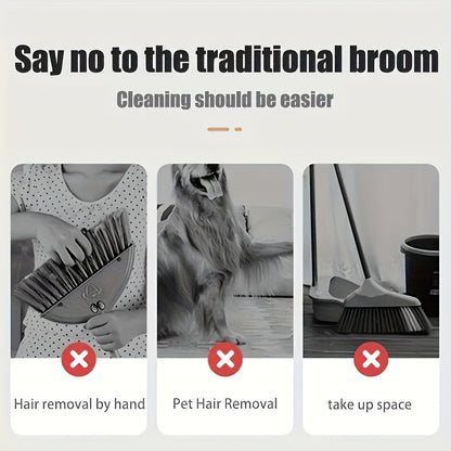 3-in-1 Cleaning Set – Broom, Dustpan & Brush Combo for Home, Office & Dorm (Anti-Hair Stick)