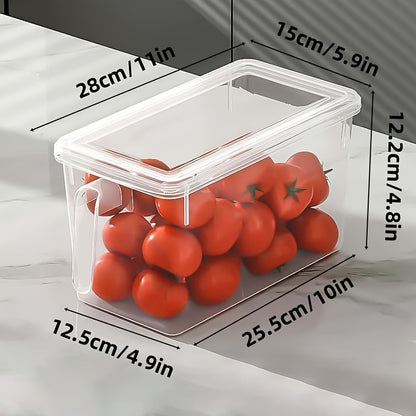 6-Pack Fridge Storage Containers – Plastic Organizer Bins with Handles & Lids for Food, Fruits & Veggies