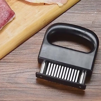 48-Blade Meat Tenderizer – Stainless Steel Needle Tool with Safety Lock Handle (Black)